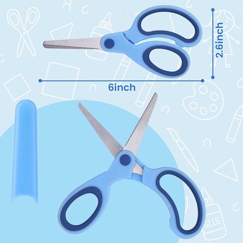 Safety Scissors, 4 PCS Blunt Tip School Shears with Comfort Grip & Steel Blades, Includes Protective Case, Paper Cutting, Art Craft in Saudi Arabia