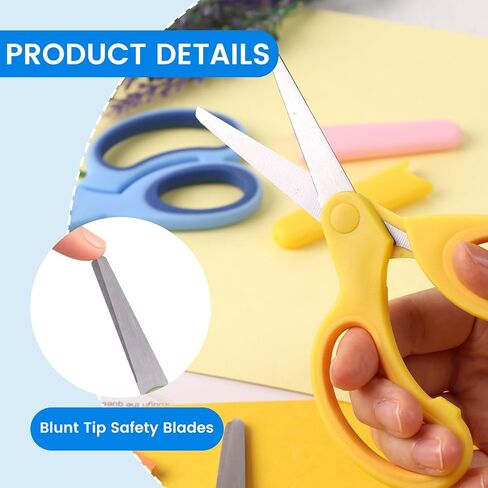 Safety Scissors, 4 PCS Blunt Tip School Shears with Comfort Grip & Steel Blades, Includes Protective Case, Paper Cutting, Art Craft in Saudi Arabia