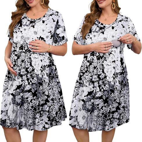 JolliLovin Women's Plus Size Maternity Dress Labor and Delivery Gown Summer Nursing Nightgowns Sleepwear(L-5XL) in Kuwait