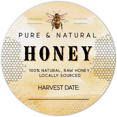 Pure & Natural Honey Jar Labels - 2" Round Stickers for Honey Packaging - Matte Finish in Saudi Arabia