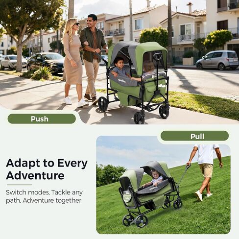 عربة أطفال لطفلين، عربة أطفال قابلة للطي مع مظلة، منظم للآباء لجميع التضاريس، مقبض قابل للتعديل وقضيب سحب عربة أطفال للرضع والأطفال الصغار، أزرق لافندر in Kuwait