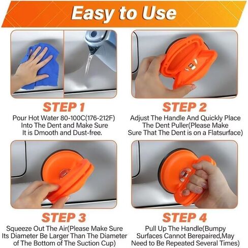 Dent Puller Suction Cup Kit - Car Dent Repair Tool with Handle, for Auto Body, Glass, Tiles, Dashboard Phone Mount-XP-12hei in Saudi Arabia