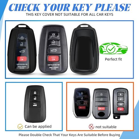 for Toyota Key Fob Cover with Leather Keychain,Premium TPU Wrap-Around Remote Case Compatible with Toyota Avalon Highlander Corolla RAV4 C-HR Camry 86/GT86 (Black) in Kuwait