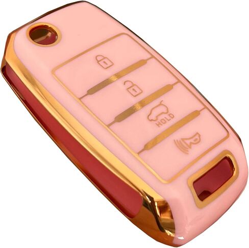 حافظة غطاء مفتاح Kia Key Fob من مادة TPU مناسبة لكيا ريو أوبتيما سول سبورتاج سورينتو كارينز (وردي) in Kuwait
