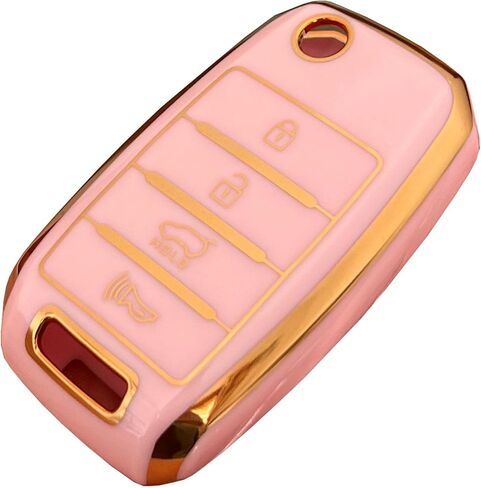 حافظة غطاء مفتاح Kia Key Fob من مادة TPU مناسبة لكيا ريو أوبتيما سول سبورتاج سورينتو كارينز (وردي) in Kuwait