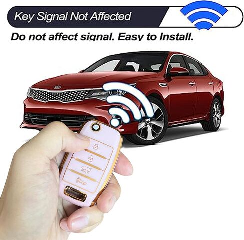 حافظة غطاء مفتاح Kia Key Fob من مادة TPU مناسبة لكيا ريو أوبتيما سول سبورتاج سورينتو كارينز (وردي) in Kuwait