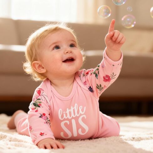 AMAWMW Newborn Baby Girl Little Sister Sleeper Gown Stripe Long Sleeve Nightgown Pajamas Gifts Stuff Essential Outfit in Kuwait