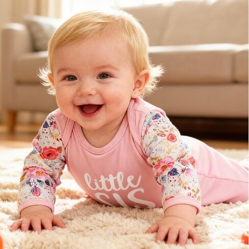 AMAWMW Newborn Baby Girl Little Sister Sleeper Gown Stripe Long Sleeve Nightgown Pajamas Gifts Stuff Essential Outfit in Kuwait