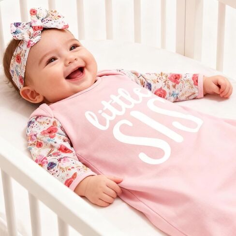 AMAWMW Newborn Baby Girl Little Sister Sleeper Gown Stripe Long Sleeve Nightgown Pajamas Gifts Stuff Essential Outfit in Kuwait
