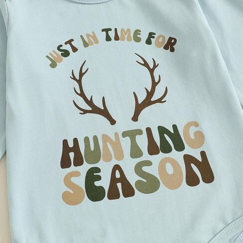 Baby Boy Girl Hunting Outfits Long Sleeve Daddy's Future Hunting Buddy Romper Deer Pants Hat Coming Home Outfit in Kuwait