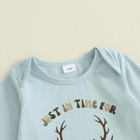 Baby Boy Girl Hunting Outfits Long Sleeve Daddy's Future Hunting Buddy Romper Deer Pants Hat Coming Home Outfit in Kuwait