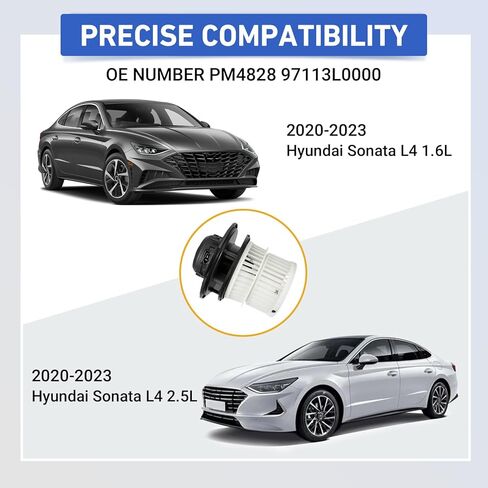 محرك منفاخ سخان HVAC مع قفص مروحة، مناسب لـ 2020 2021 2022 2023 Hyundai Sonata 1.6L 2.5L - استبدل 97113L0000، PM4828 بعجلة منفاخ in Kuwait