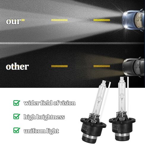 vvag قطعتان من لمبات D2S HID للسيارة، مصابيح بديلة للمصابيح الأمامية زينون 6000 كلفن، مصابيح فائقة السطوع بقدرة 35 وات 12 فولت، التوصيل والتشغيل بمصباح عالي الشعاع منخفض الشعاع عالمي لسيارات الدفع الرباعي والشاحنات وRV (D2S) in Kuwait
