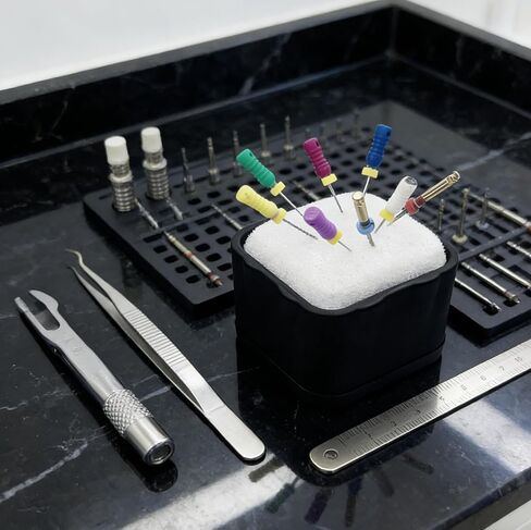 Endo File Clean Stand, YOUYA DENTAL Instant Detailing File Cleaning Sponge Dental Endodontics Cleaning Holder High Temperature Resistance Professional Sponge Box Ring Organizer Rack Refill Cushion in Kuwait