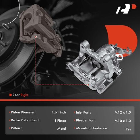 A-Premium Disc Brake Caliper Assembly with Bracket Compatible with Select Volkswagen Models - Eos 2009-2010, L4 2.0L - Rear Right Passenger Side in Saudi Arabia