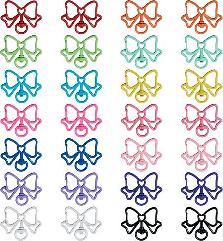 28Pcs Alloy Swivel Clasps Colorful Cute Swivel Clasp Hooks 14 Colors Bowknot Key Chain Clip Hooks for Keychain Lanyard Purse DIY Crafts Jewelry Making in Kuwait