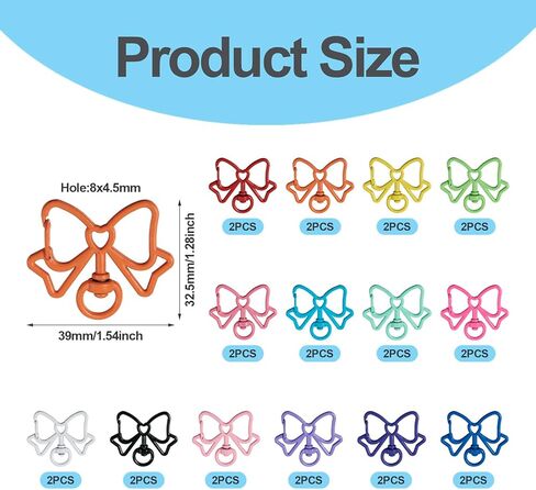 28Pcs Alloy Swivel Clasps Colorful Cute Swivel Clasp Hooks 14 Colors Bowknot Key Chain Clip Hooks for Keychain Lanyard Purse DIY Crafts Jewelry Making in Kuwait