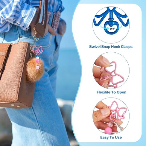 28Pcs Alloy Swivel Clasps Colorful Cute Swivel Clasp Hooks 14 Colors Bowknot Key Chain Clip Hooks for Keychain Lanyard Purse DIY Crafts Jewelry Making in Kuwait