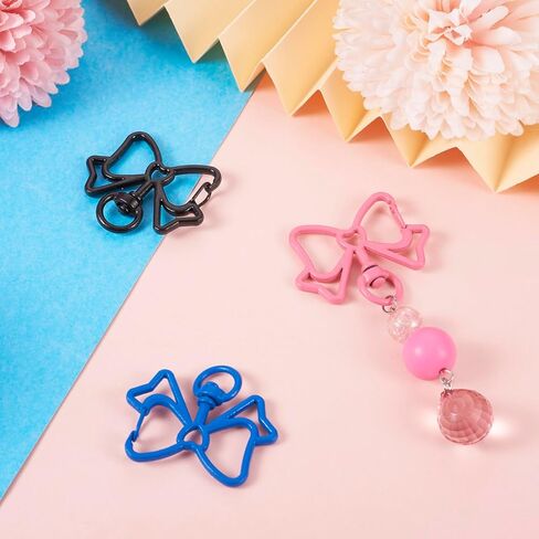 28Pcs Alloy Swivel Clasps Colorful Cute Swivel Clasp Hooks 14 Colors Bowknot Key Chain Clip Hooks for Keychain Lanyard Purse DIY Crafts Jewelry Making in Kuwait