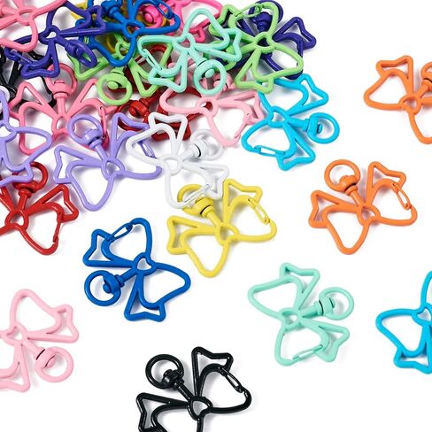 28Pcs Alloy Swivel Clasps Colorful Cute Swivel Clasp Hooks 14 Colors Bowknot Key Chain Clip Hooks for Keychain Lanyard Purse DIY Crafts Jewelry Making in Kuwait