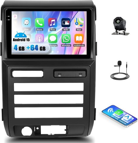 UNITOPSCI 4G+64G/8 Core Android 13 ستيريو سيارة لفورد F150 SVT Raptor 2009-2012 لاسلكي Apple CarPlay Android Auto 9 بوصة شاشة لمس بلوتوث 5.0 GPS FM/RDS Mirror Link WiFi DSP SWC+ميكروفون كاميرا احتياطية in Kuwait