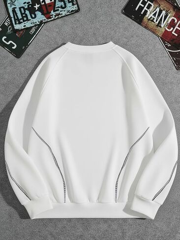 GORGLITTER Men's Letter Graphic Top Stitching Sweatshirt Long Sleeve Crewneck Pullover Top in Saudi Arabia