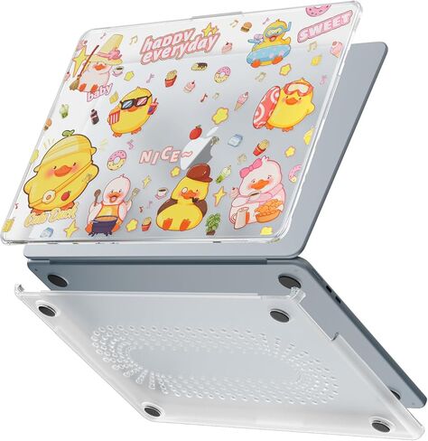 حافظة Batianda Premium Clear TPU لجهاز MacBook Air الجديد 13.6 بوصة M4/M3/M2 بنمط مرح، غطاء واقي خفيف الوزن للغاية ومضاد للأصفرار، مقاوم للخدش وغطاء لوحة مفاتيح من مادة TPU، بطة لطيفة in Kuwait
