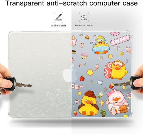حافظة Batianda Premium Clear TPU لجهاز MacBook Air الجديد 13.6 بوصة M4/M3/M2 بنمط مرح، غطاء واقي خفيف الوزن للغاية ومضاد للأصفرار، مقاوم للخدش وغطاء لوحة مفاتيح من مادة TPU، بطة لطيفة in Kuwait