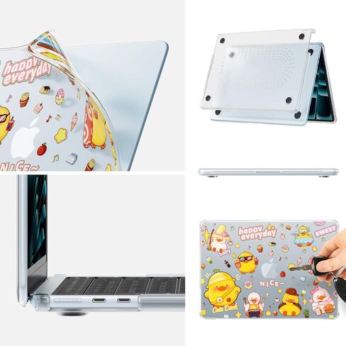 حافظة Batianda Premium Clear TPU لجهاز MacBook Air الجديد 13.6 بوصة M4/M3/M2 بنمط مرح، غطاء واقي خفيف الوزن للغاية ومضاد للأصفرار، مقاوم للخدش وغطاء لوحة مفاتيح من مادة TPU، بطة لطيفة in Kuwait