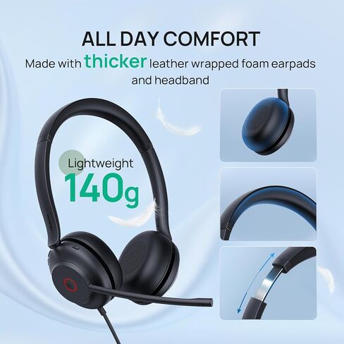 Yealink UH37 USB Headset with Noise Cancelling Mic, All-Day Comfort, Wired Headset for PC/Laptop/MAC, Ideal for Home Office, Online Classes,Teams Zoom Meetings in Saudi Arabia