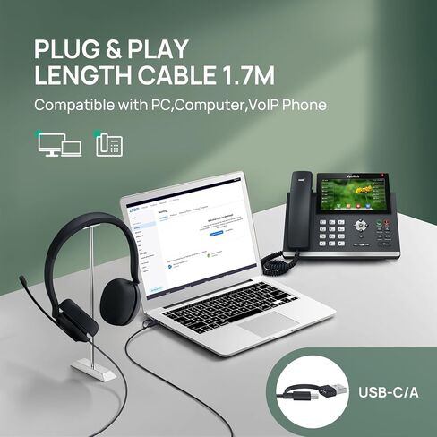 Yealink UH37 USB Headset with Noise Cancelling Mic, All-Day Comfort, Wired Headset for PC/Laptop/MAC, Ideal for Home Office, Online Classes,Teams Zoom Meetings in Saudi Arabia