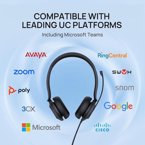 Yealink UH37 USB Headset with Noise Cancelling Mic, All-Day Comfort, Wired Headset for PC/Laptop/MAC, Ideal for Home Office, Online Classes,Teams Zoom Meetings in Saudi Arabia