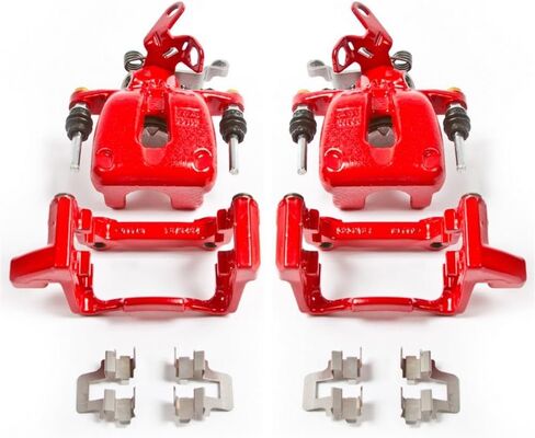 زوج من Power Stop Rear S2976 من الفرجار المطلي بمسحوق أحمر عالي الحرارة لسيارة Audi A3، Audi A3 Quattro، VW Eos، VW G، VW Golf، VW Jetta، VW Rabbit [نموذج محدد] in Saudi Arabia