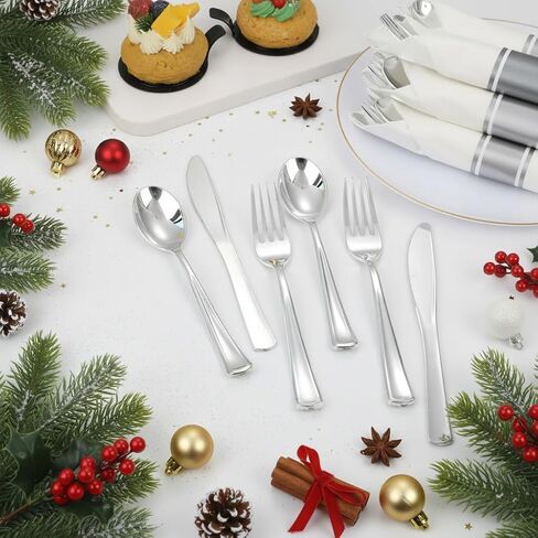 Supernal 60 Pack Gold Plastic Silverware,Rolled Plastic Silverware,Pre Wrapped Gold Silverware with Black Napkins,Heavy Duty Plastic Cutlery,Plastic Forks and Spoons,Rolled Gold Plastic Cutlery in Kuwait