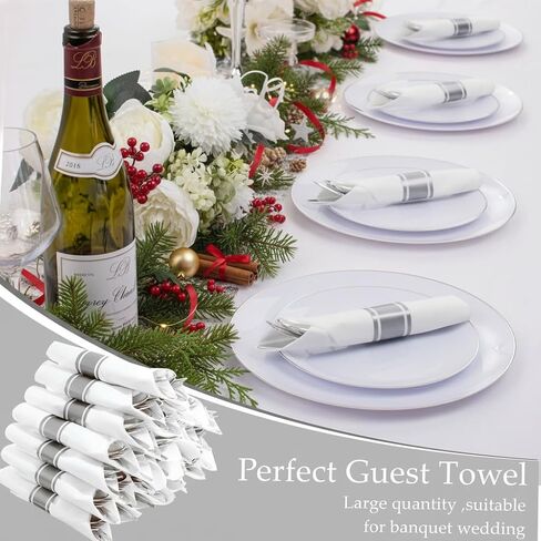 Supernal 60 Pack Gold Plastic Silverware,Rolled Plastic Silverware,Pre Wrapped Gold Silverware with Black Napkins,Heavy Duty Plastic Cutlery,Plastic Forks and Spoons,Rolled Gold Plastic Cutlery in Kuwait