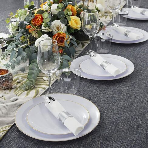 Supernal 60 Pack Gold Plastic Silverware,Rolled Plastic Silverware,Pre Wrapped Gold Silverware with Black Napkins,Heavy Duty Plastic Cutlery,Plastic Forks and Spoons,Rolled Gold Plastic Cutlery in Kuwait