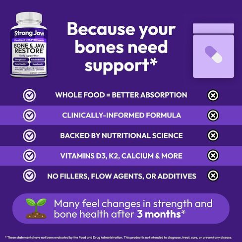 مكمل قوي لاستعادة أسنان الفك - يدعم صحة الأسنان والأسنان القوية مع فيتامين د3 والمغنيسيوم والعظام والنخاع والكبد وبيض السمك - مسار الأجداد لصحة الفم in Kuwait