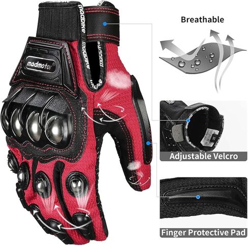 Reinforced Safety Gloves with Knuckle Protection - Breathable, Adjustable for Motorcycle and Powersports - Sleek Black Design in Saudi Arabia