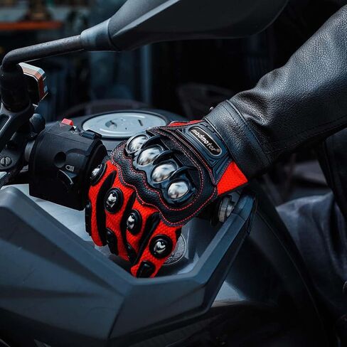 Reinforced Safety Gloves with Knuckle Protection - Breathable, Adjustable for Motorcycle and Powersports - Sleek Black Design in Saudi Arabia
