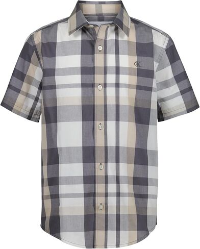 Calvin Klein Boys Short Sleeve Woven Button-Down Shirt in Kuwait