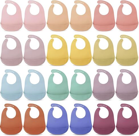 Mepase 12 Pcs Silicone Bibs Waterproof Silicone Baby Bibs Soft Adjustable Baby Feeding Bib Unisex Baby Eating Supplies (Bright Color) in Kuwait