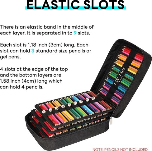 274 Slot Colored Pencil Case Pen Bag with Zipper for Artist Storage Organizer for Watercolor Pencil Gel Pen Marker Highlighter Large Capacity Handy Pencil Holder(Blue) in Saudi Arabia