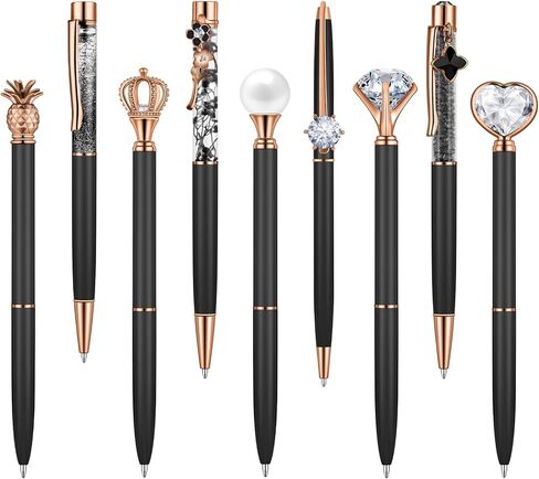 9 Pcs Fancy Pens for Women Crystal Diamond Pen for Journaling Pretty Glitter Ballpoint Inspirational Gifts for Women Girls College Students Cute Back to School Gift (Green) in Saudi Arabia