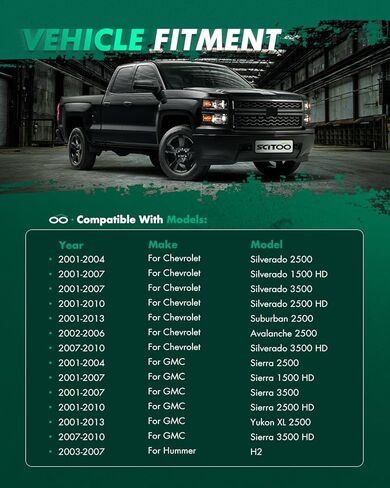 طقم تعليق أمامي 4 قطع من SCITOO لسيارة Chevy Silverado 2500 HD 2001-2010 لسيارة GMC Sierra 2500 HD 2001-2010 (مع أجزاء نهاية قضيب ربط داخلي، نهاية قضيب ربط خارجي) in Saudi Arabia