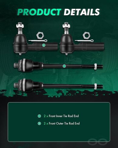 طقم تعليق أمامي 4 قطع من SCITOO لسيارة Chevy Silverado 2500 HD 2001-2010 لسيارة GMC Sierra 2500 HD 2001-2010 (مع أجزاء نهاية قضيب ربط داخلي، نهاية قضيب ربط خارجي) in Saudi Arabia