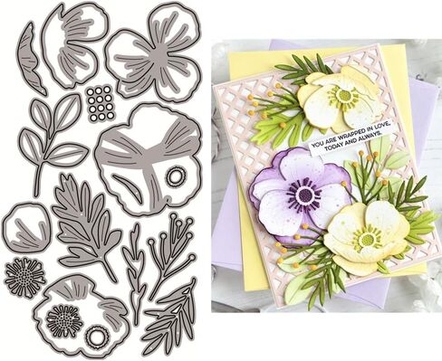 Plants Die Cuts for Card Making, Patchwork Peony Flowers Metal Cutting Dies for Paper Scrapbooking, DIY Stencils for Album Party Wedding Festivals Decoration in Saudi Arabia