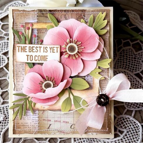 Plants Die Cuts for Card Making, Patchwork Peony Flowers Metal Cutting Dies for Paper Scrapbooking, DIY Stencils for Album Party Wedding Festivals Decoration in Saudi Arabia
