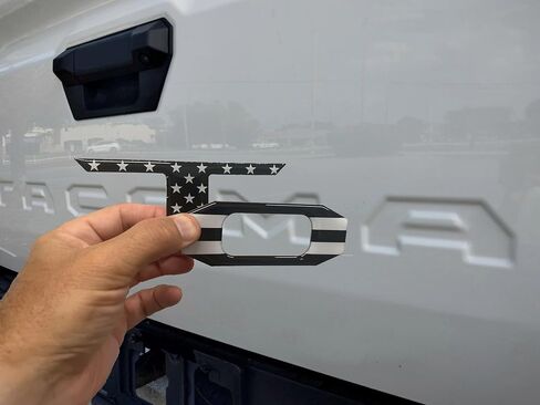 3D Domed Raised Coated Tailgate Letters for 2024 2025 2026 Model US Made (US Blackout Flag Black White) in Saudi Arabia