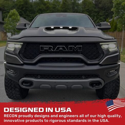 RECON - Compatible with 21-24 RAM 1500 TRX 7-PC Fender & Hood Light Kit Smoked Lens White or Amber LED Running Lights w/Startup Light Sequence (White LED (Red Rear Fender Lights) in Saudi Arabia