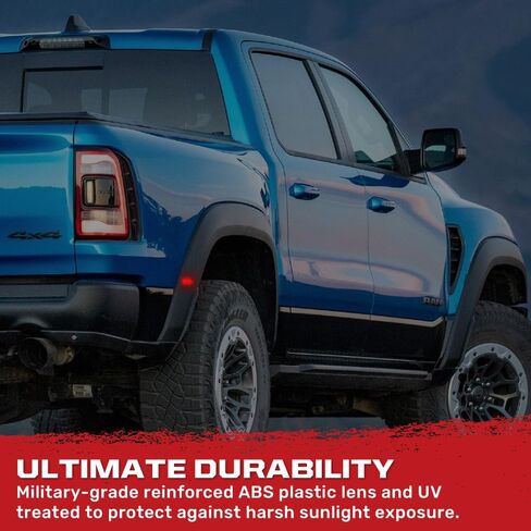 RECON - Compatible with 21-24 RAM 1500 TRX 7-PC Fender & Hood Light Kit Smoked Lens White or Amber LED Running Lights w/Startup Light Sequence (White LED (Red Rear Fender Lights) in Saudi Arabia